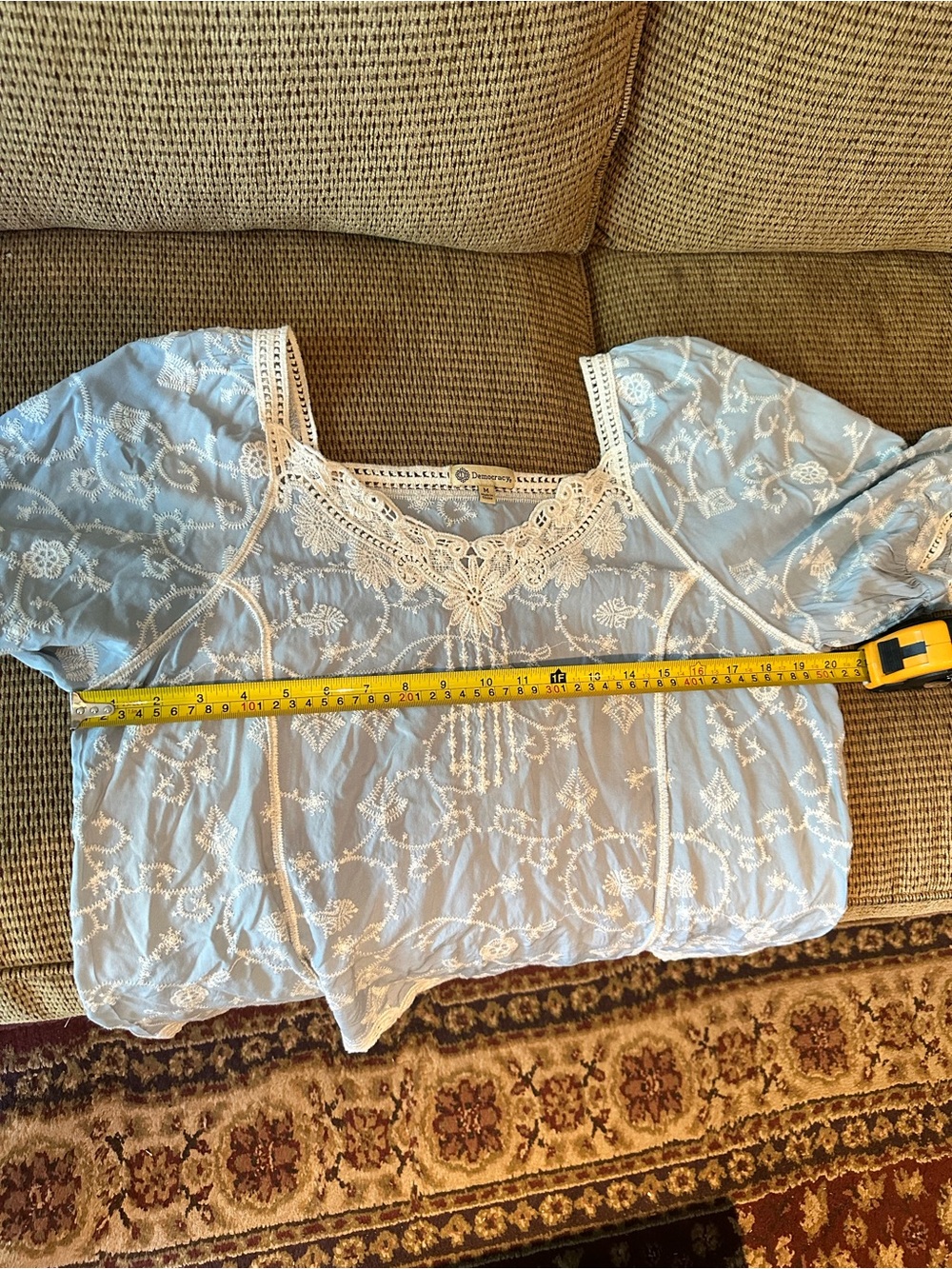 Democracy Light Blue Lace-Trim Peasant Top - Picture 4 of 4